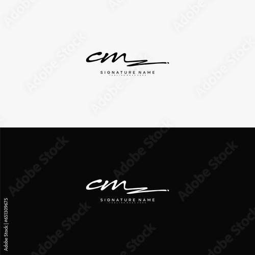premium CM letter signature logo in handwriting art style monogram vector illustration template