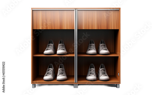 Shoe Rack on a Clear Surface or Transparent Background. Generative AI