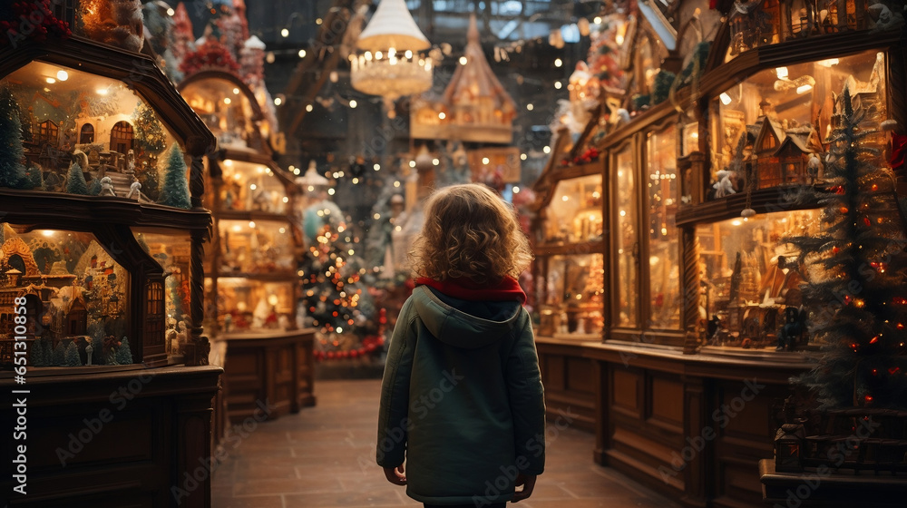 girl in a Christmas shop