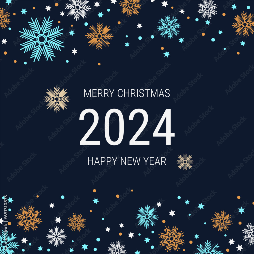 Merry Christmas and Happy New Year party invitation banner, card, square flyer, coupon vector template Merry Christmas and Happy New Year party invitation banner, card, square flyer, coupon vector template