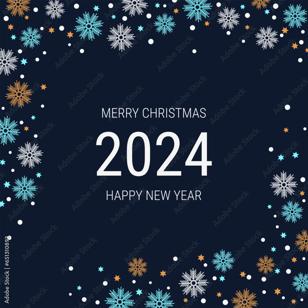 Merry Christmas and Happy New Year party invitation banner, card, square flyer, coupon vector template Merry Christmas and Happy New Year party invitation banner, card, square flyer, coupon vector template