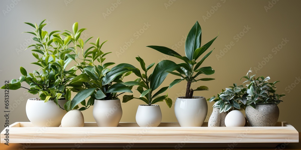AI Generated. AI Generative. Green fresh beautiful blossom plants on wooden table and wall. Mock up decorative template. Graphic Art AI Generated. AI Generative. Green fresh beautiful blossom plants on wooden table and wall. Mock up decorative template. Graphic Art