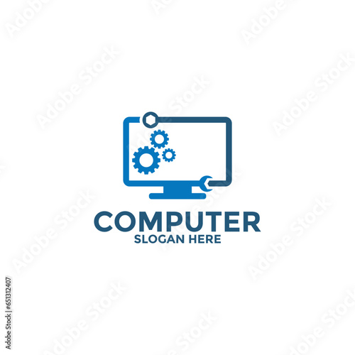 Free Download Computer logo vector, Computer repair or Service Computer logo design template - GFXLoad