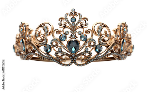 Jeweled Tiara on a Clear Surface or Transparent Background. Generative AI