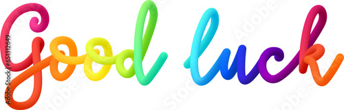 Good luck fluid 3d twist text made of blended colorful circles.