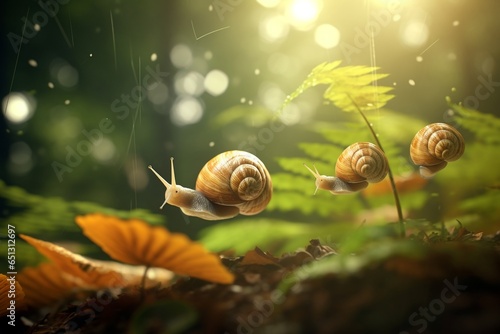 snail on leaf, Generative AI