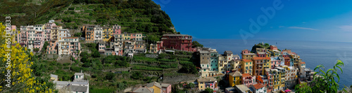 View on the cliff town of Manarola, one of the colorful Cinque Terre on the Italian west coast © hipproductions