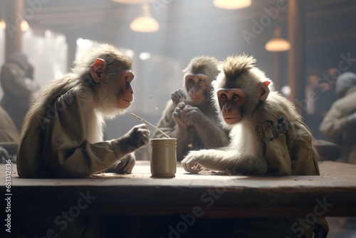japanese macaque in the zoo, Generative AI photo