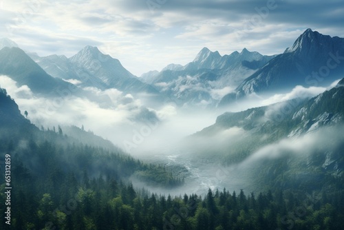 landscape with fog, Generative AI