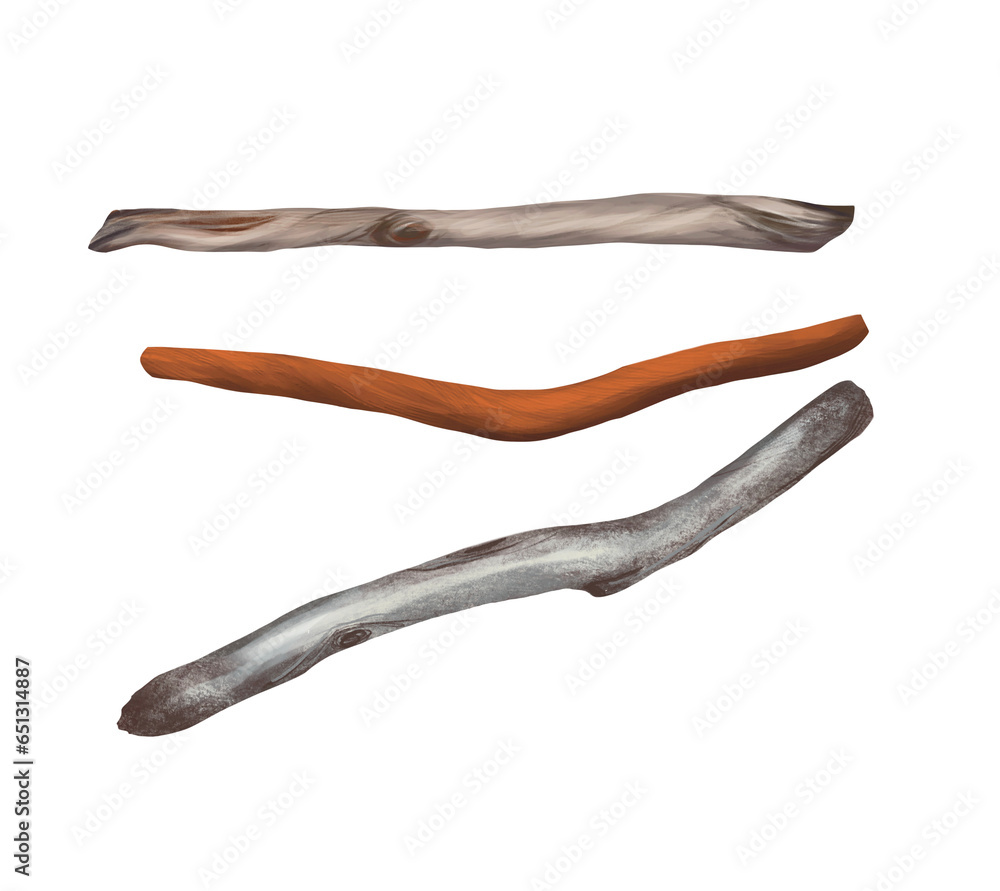 Watercolor Collection of wooden branches. set of holders for macrame. Watercolor Collection of wooden branches. set of holders for macrame.