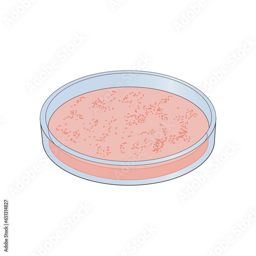 Colorful red petri dish icon with bacteria growth, simple vector illustration design. Medical carttoon symbol to use in websites, lectures, presentations, etc