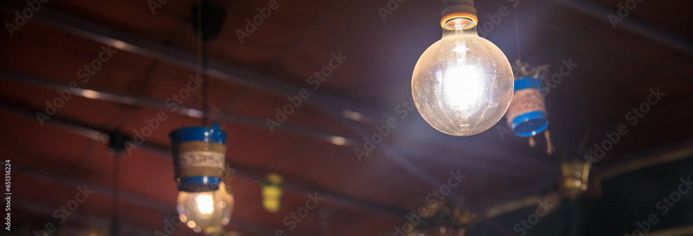 decorative light bulbs in cafe. decorative light bulbs in cafe.