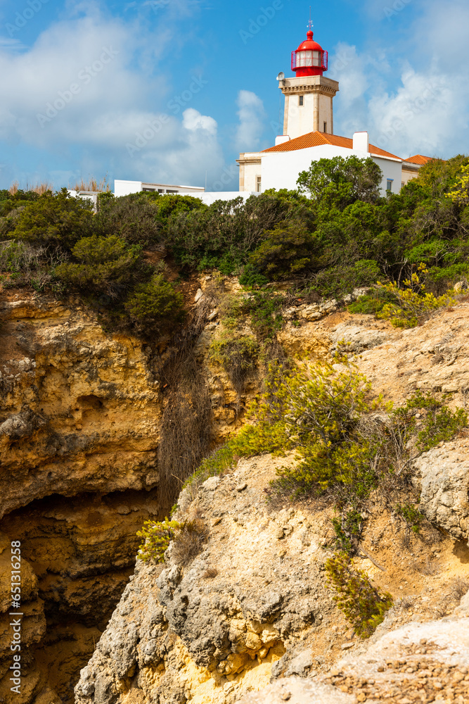 Farol de Alfanzina Lighthouse in Algarve Coast, Portugal