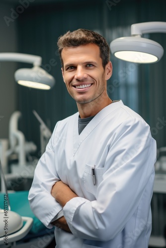 A dentist in a modern dental clinic. Generative AI