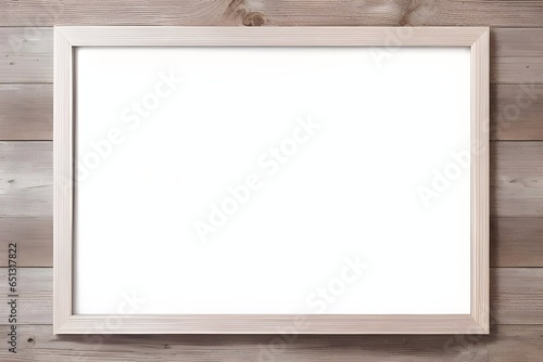 Blank white board against a wooden surface. For advertisement, drawing, notes, school. Generative AI