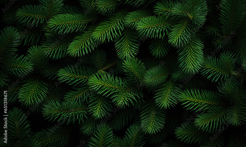 Green pine leaves background Generative AI