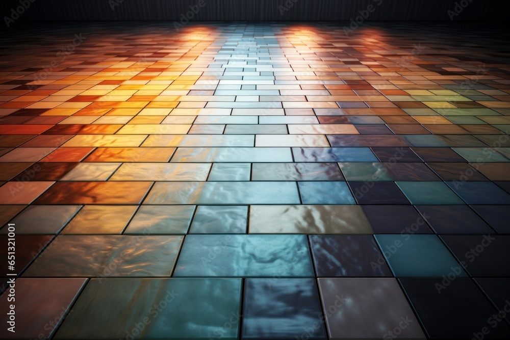 A picture of a tiled floor with a beautiful reflection of the sky. This image can be used to add a touch of nature and serenity to various design projects.
