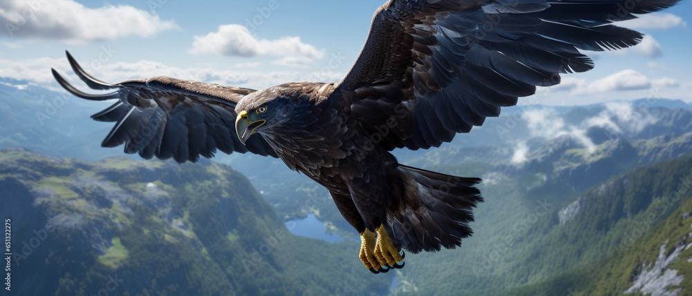 Fototapeta premium A bird in the sky, a reminder of our dreams, Generative AI