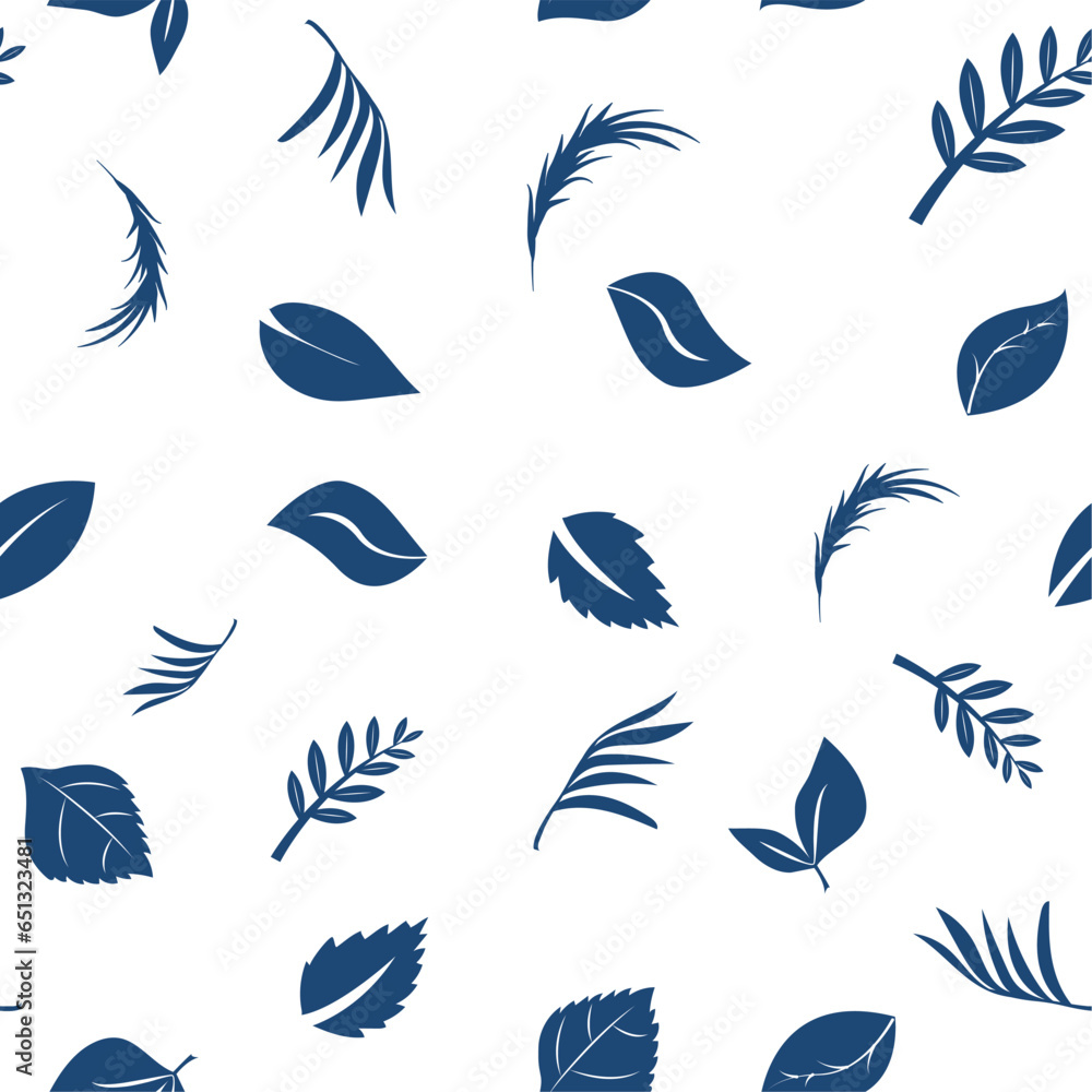 Seamless pattern of leaves symbolizing eco, green energy, ecology. Vector image, sketch in line art style