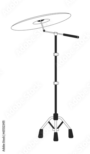 Billede på lærred Crash cymbal black and white 2D line cartoon object