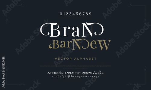 Brand Luxury alphabet letters font. Typography elegant wedding classic lettering serif fonts decorative vintage retro concept. vector illustration