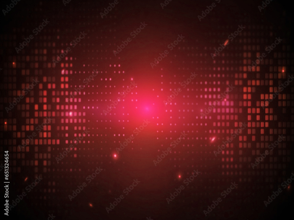 Abstract technology futuristic digital concept square pattern with lighting glowing particles square elements on dark red background. Abstract technology futuristic digital concept square pattern with lighting glowing particles square elements on dark red background.