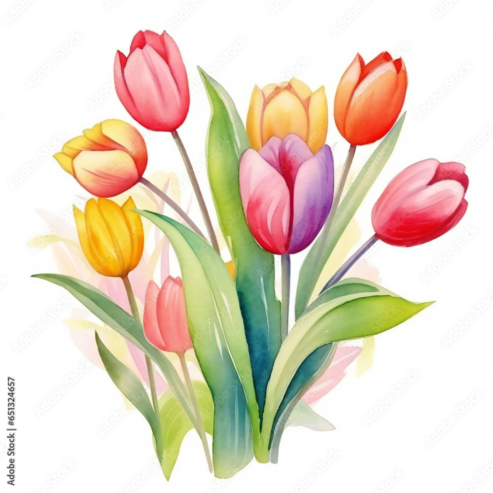 watercolor tulip on white background watercolor tulip on white background
