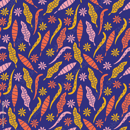 Summer palm floral pattern. Can be printed on any material: package, merch, fabric, home.