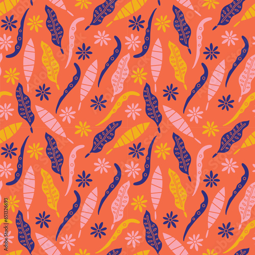 Summer palm floral pattern. Can be printed on any material: package, merch, fabric, home.