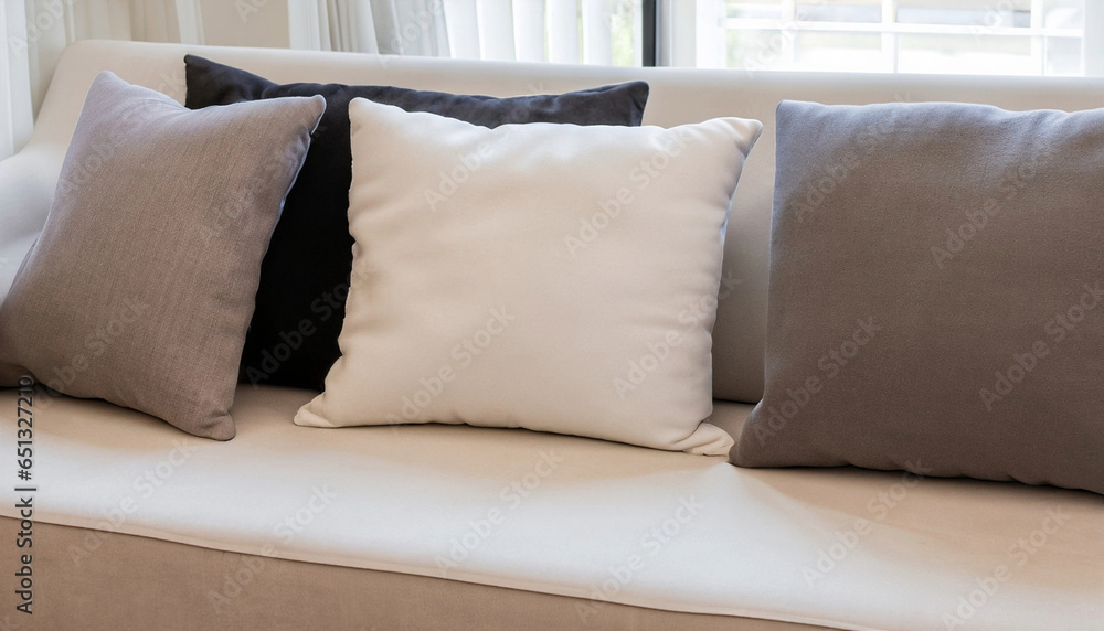 sofa and different kind of pillows. Generated with AI. sofa and different kind of pillows. Generated with AI.