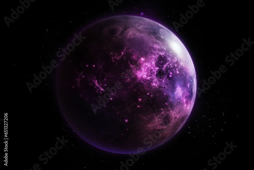Purple galaxy, violet universe, isolated planet. Generative AI