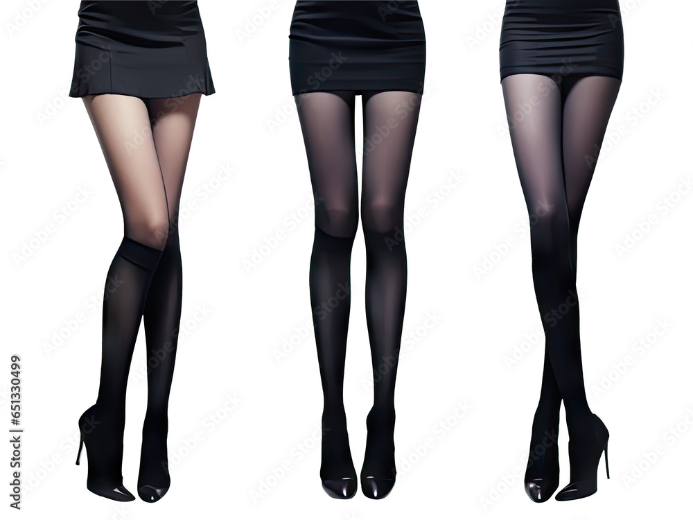 Set of female legs in stockings isolated on transparent background - Generative AI Set of female legs in stockings isolated on transparent background - Generative AI