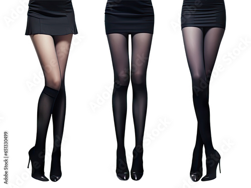 Set of female legs in stockings isolated on transparent background - Generative AI