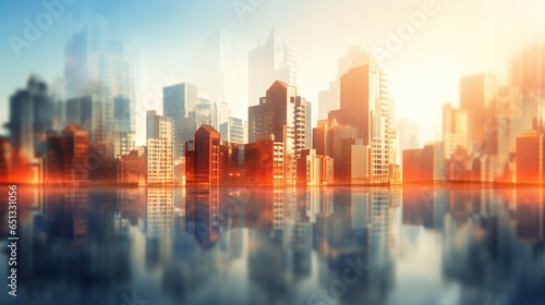 Real estate city building blurred background. AI generated image © prastiwi