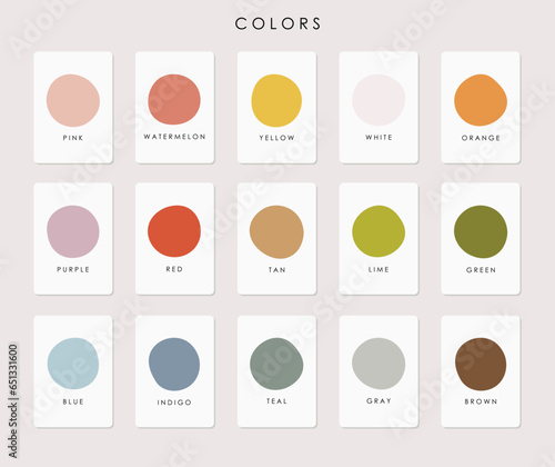 Colors Cards, Educational Cards, Kids materials, Kindergarten vector, School materials, Educational Colors vector, Kids cards