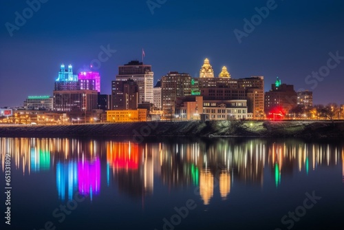 Colorful cityscape of Buffalo. Generative AI