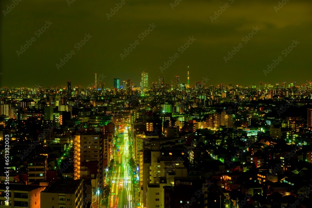 東京夜景 幹線道路と池袋 東京夜景 幹線道路と池袋