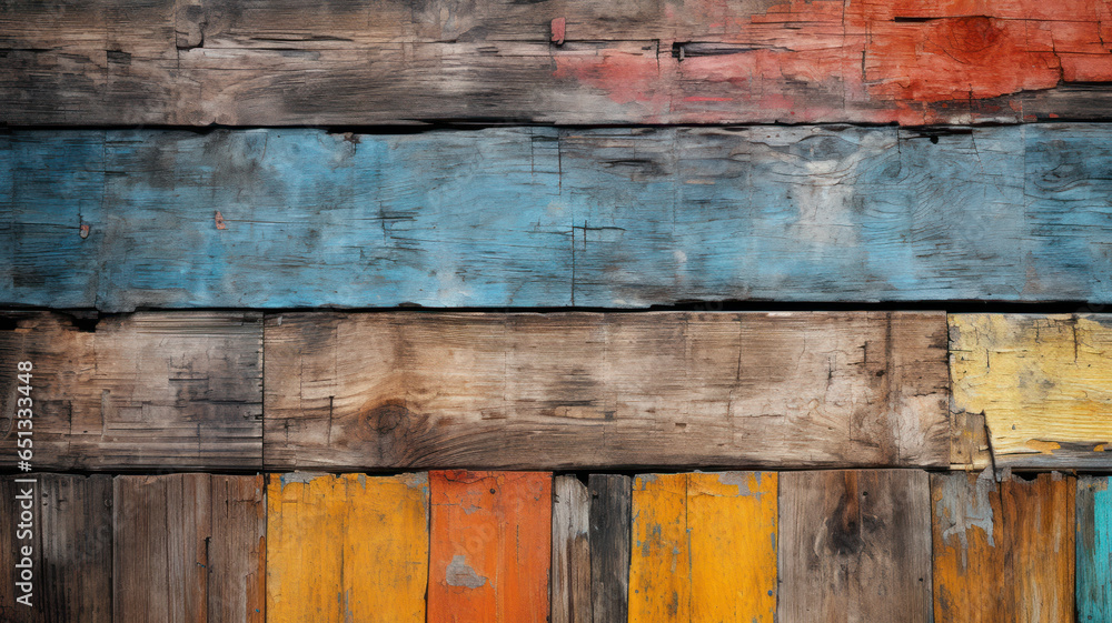 Fototapeta premium Close-Up of Painted Wooden Wall