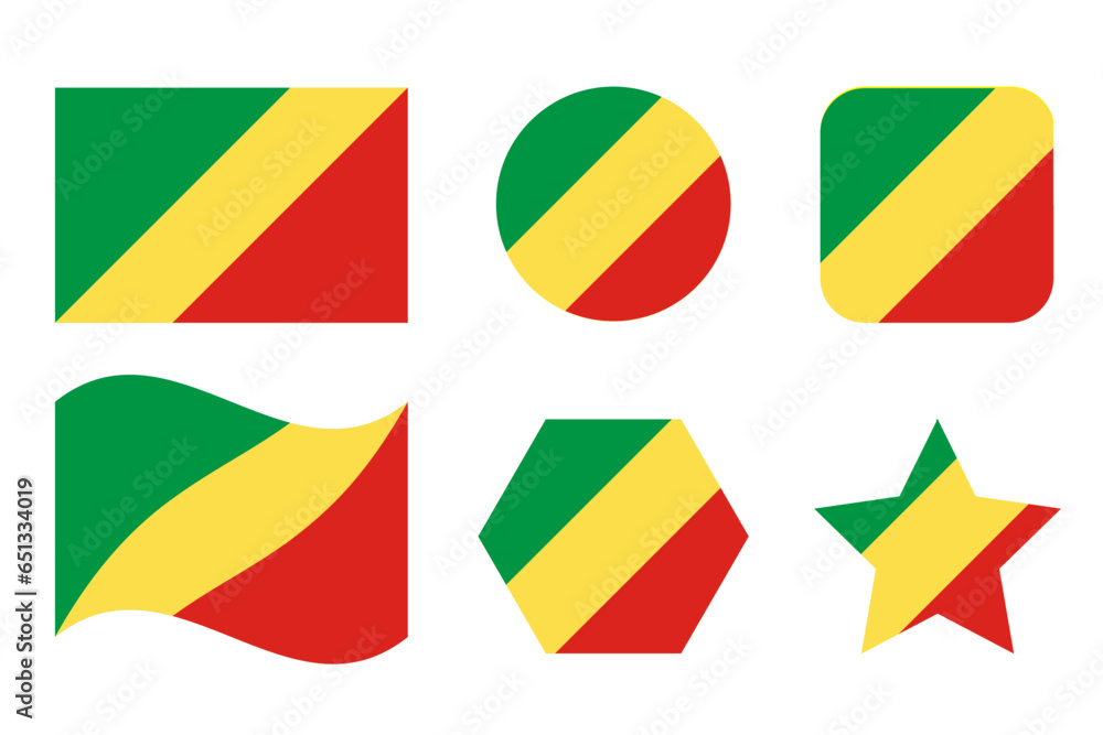 Obraz premium Republic of the Congo flag simple illustration for independence day or election