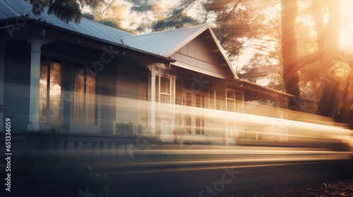 Real estate house city blurred background. AI generated image
