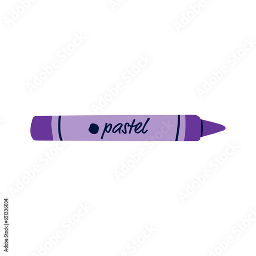 Pastel stick and colored tool for drawing or painting, stationery, art supplies concept on white background flat vector illustration.
