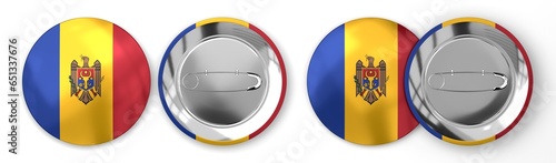 Moldova - round badges with country flag on white background - 3D illustration