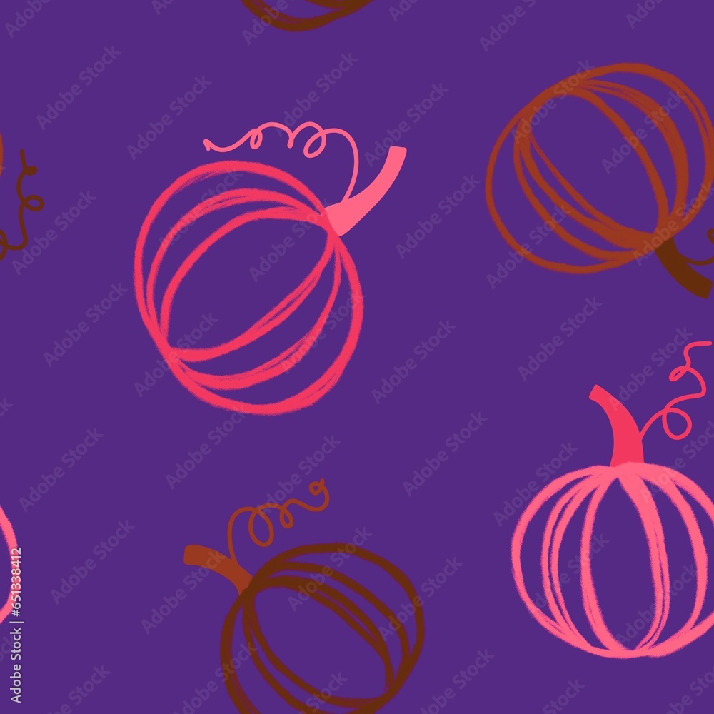Autumn harvest vegetable seamless pumpkins pattern for wrapping paper and fabrics and linens and kids clothes
