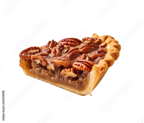 Slice of Pecan Pie Isolated on a Transparent Background