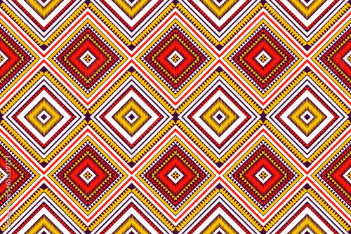 Wallpaper Mural Abstract ethnic pattern, seamless floral, icosahed, geometric, zigzag. Indian tribal pattern, purple red white yellow for textiles, rugs, cushions, clothes, scarves. Torontodigital.ca