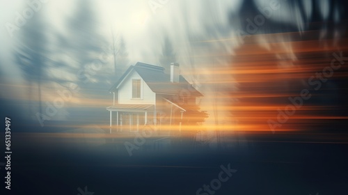 Real estate house city blurred background. AI generated image