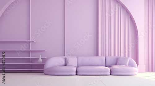 purple sofa in a room with a frame  AI Generation