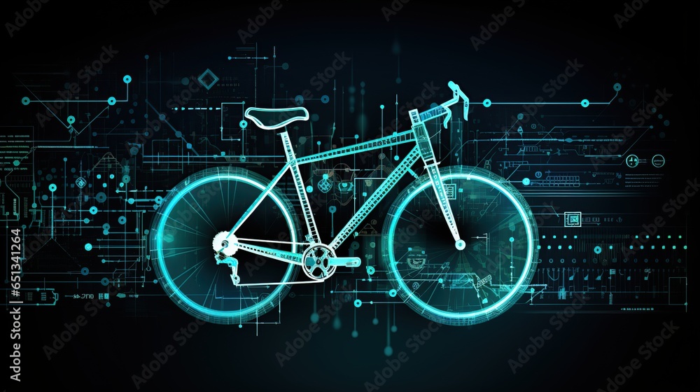Futuristic modern technology bicycle abstract background.AI generated image - obrazy, fototapety, plakaty 
