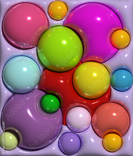 Slika na platnu Abstract background with circles, inflated shapes