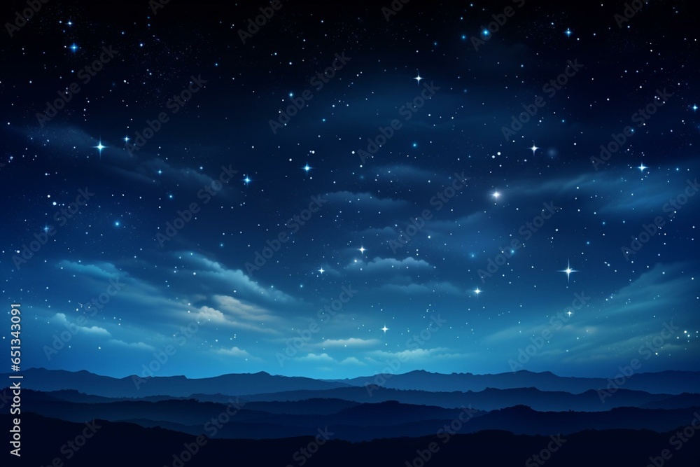 Stunning illustration of dark blue starry night sky. Generative AI